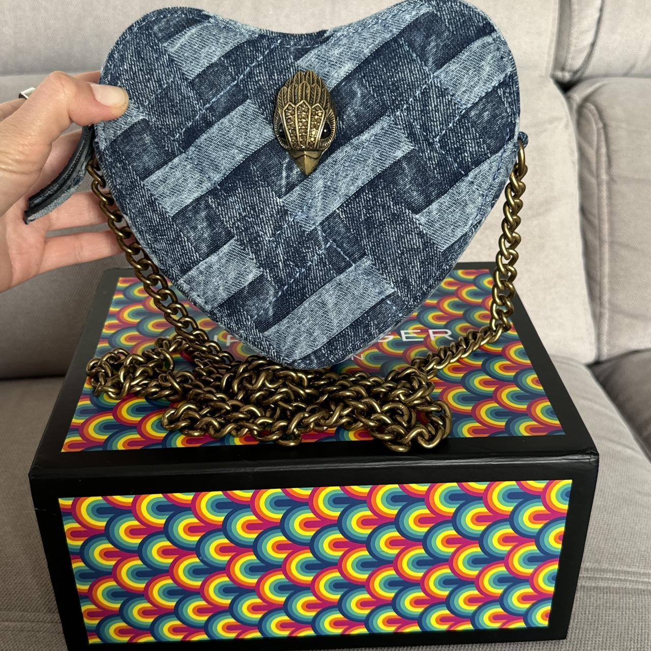 Kurt Geiger blue denim heart bag with gift box