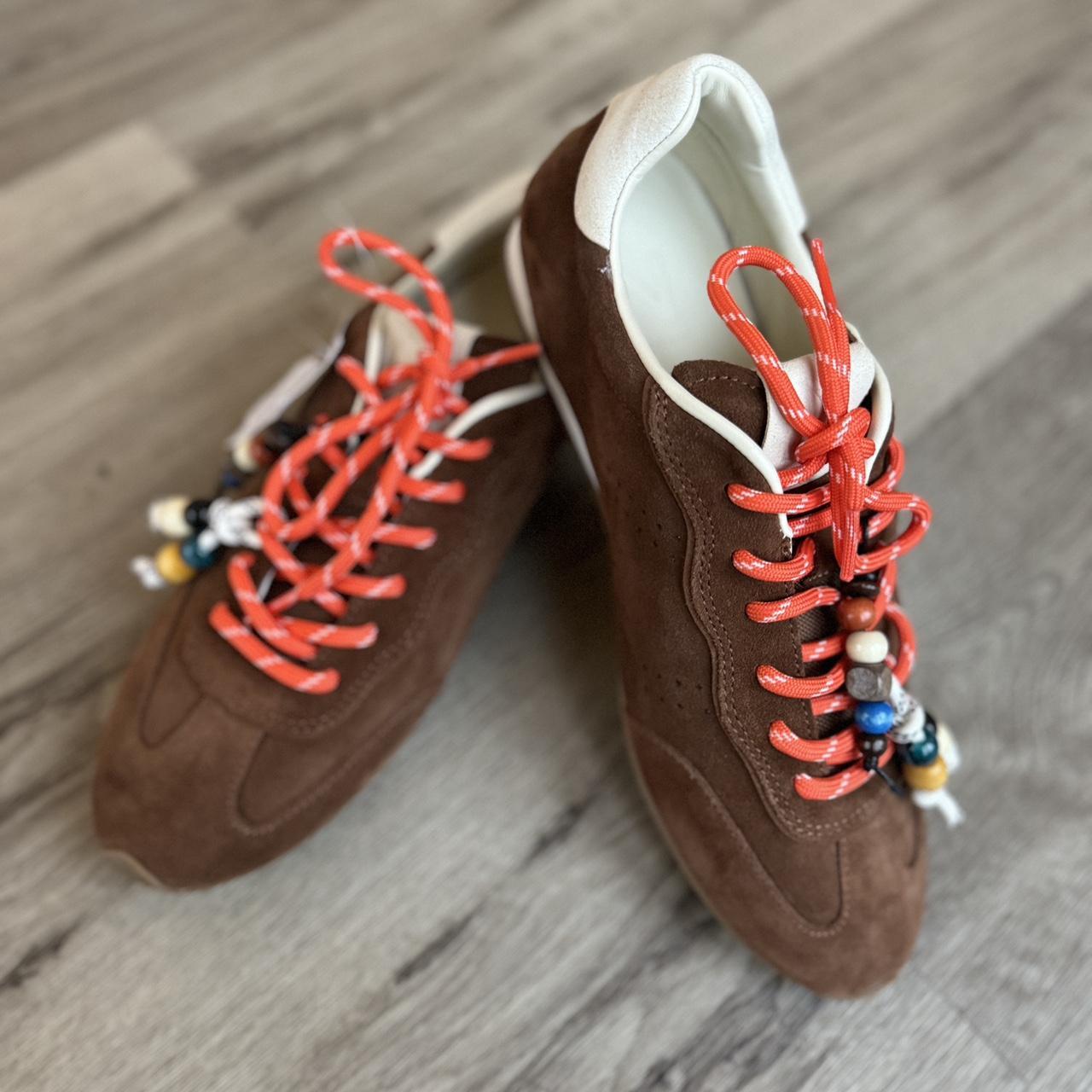 N by Nokwol Genuine Leather Suede Sneakers Trainers Brown Multi Brand New
