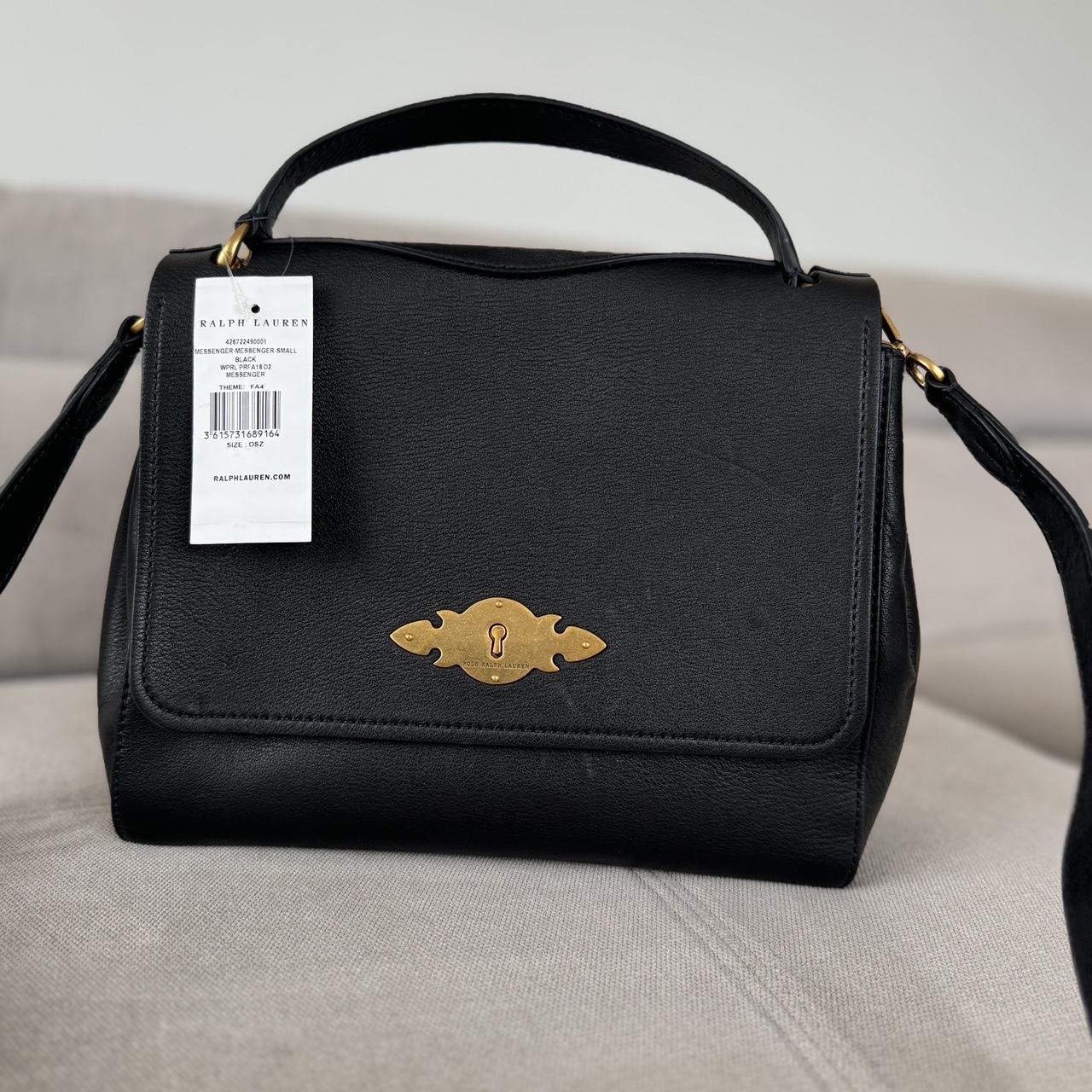 Polo Ralph Lauren Black Leather Messenger Crossbody Bag RRP £350