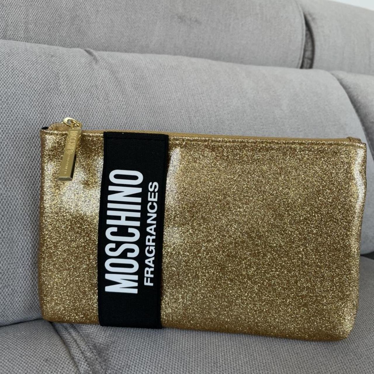 Moschino Gold Glitter Sparkling Trousse/Cosmetics Cosmetic Bag, Zip Pouch