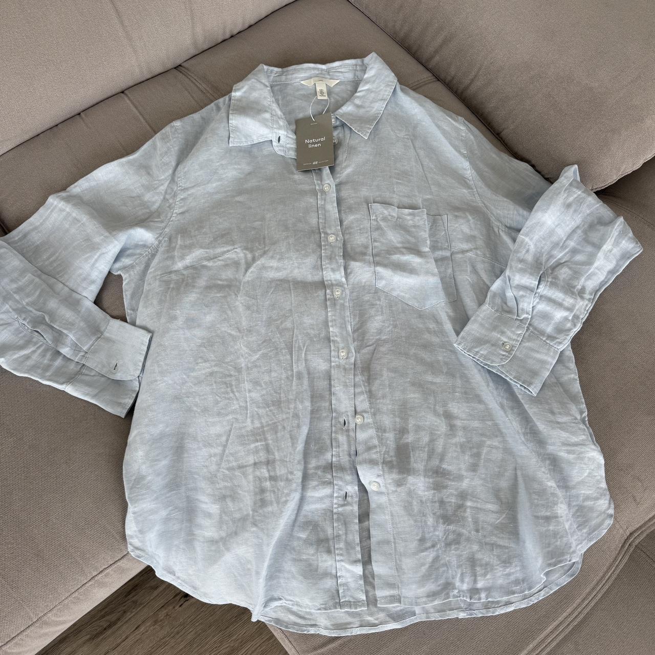 H&M Light Blue 💯 Linen Shirt