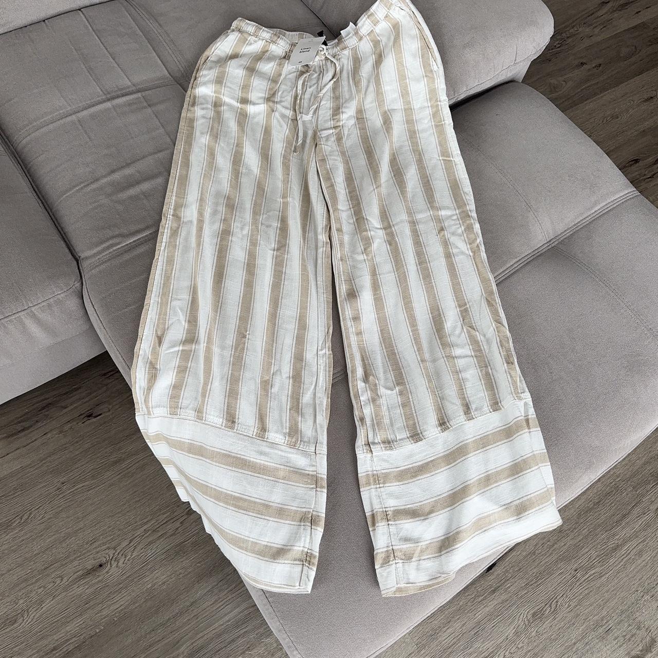 H&M Linen blended Trousers Beige Cream