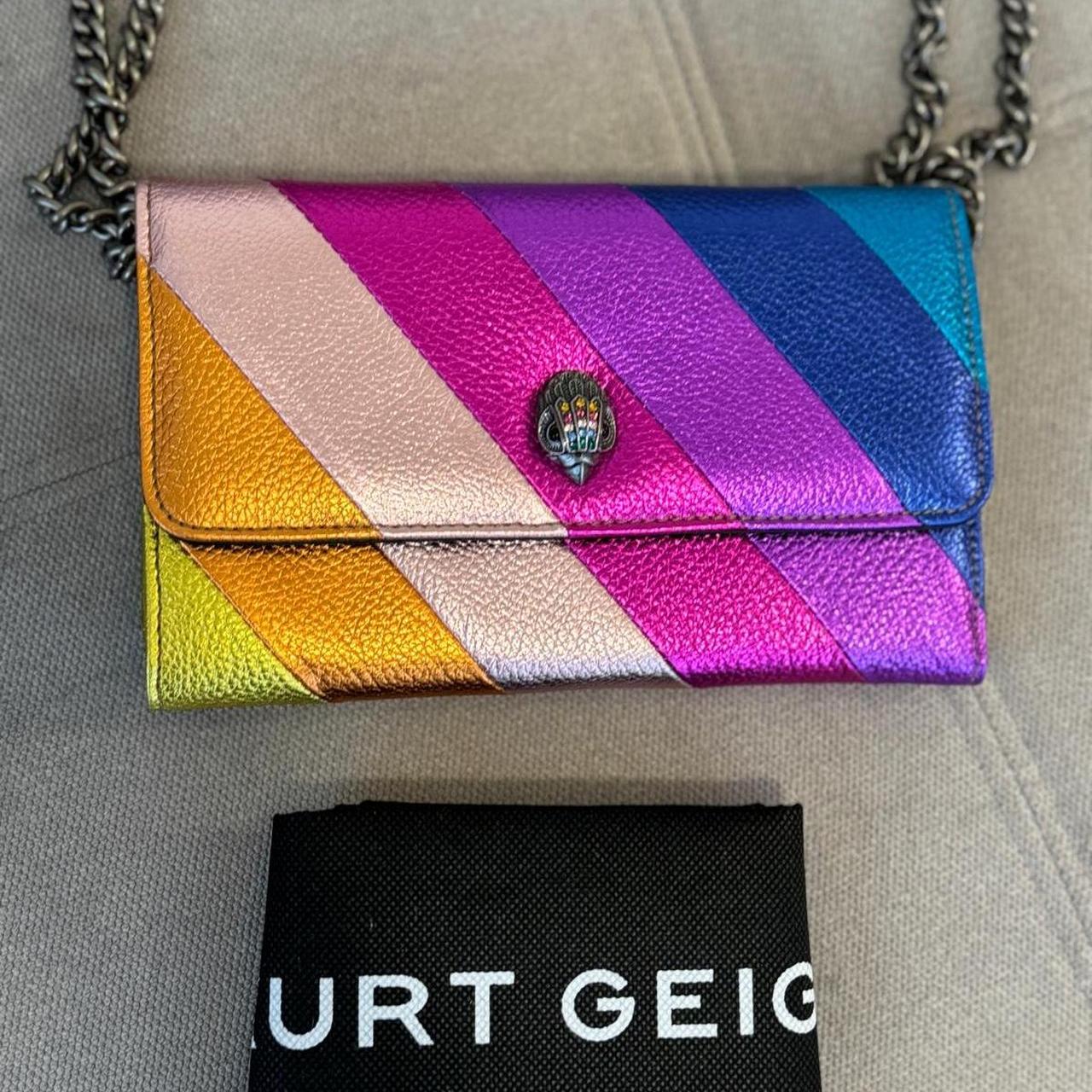 Brand New Kurt Geiger Clutch Wallet On Chain Multi Rainbow