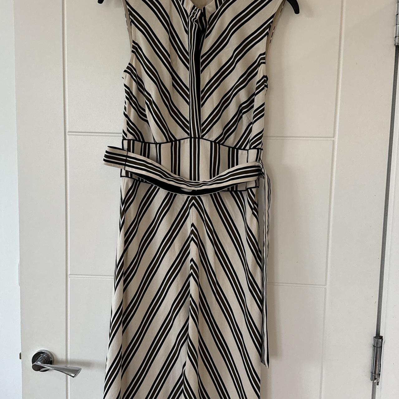 350$ Karen Millen Ivory Green Black Dress Striped Midi Maxi Dress