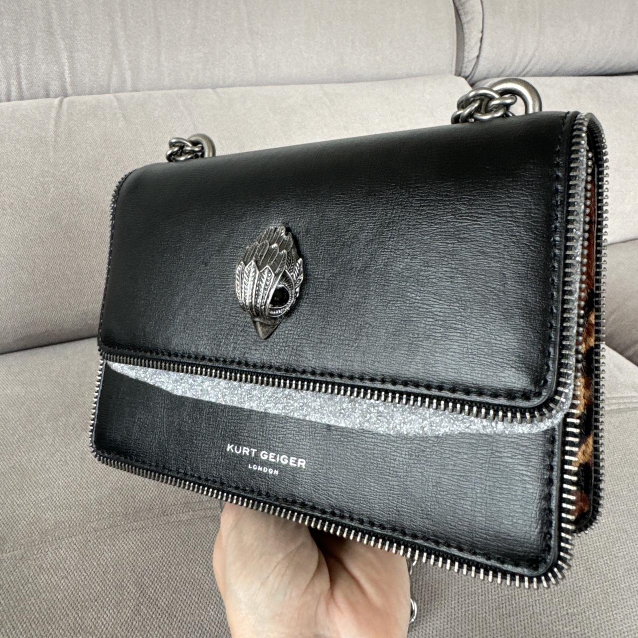 Kurt Geiger London Shoreditch Black Leather Leopard Bag