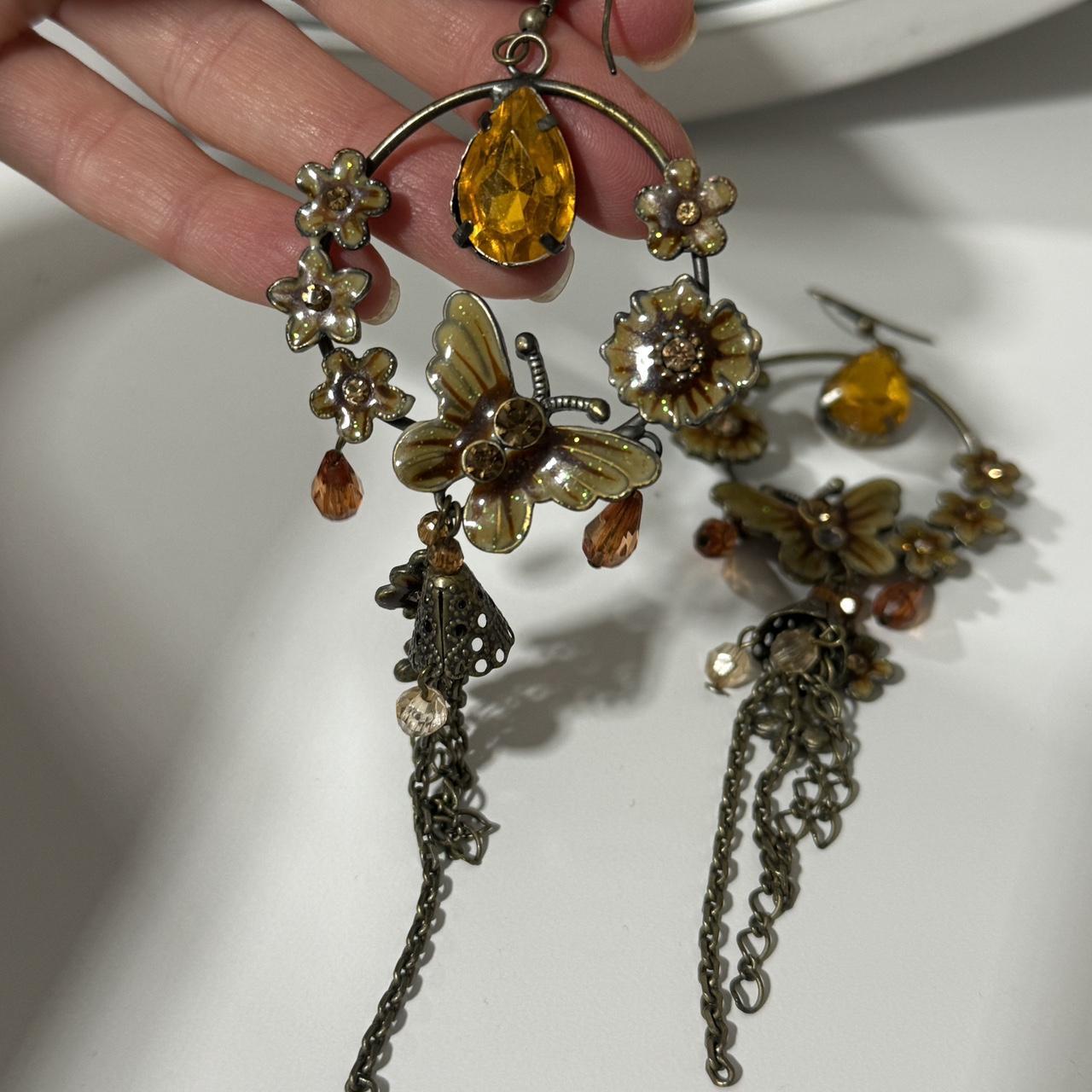 Long Beautiful Golden Coloured Brass Earrings