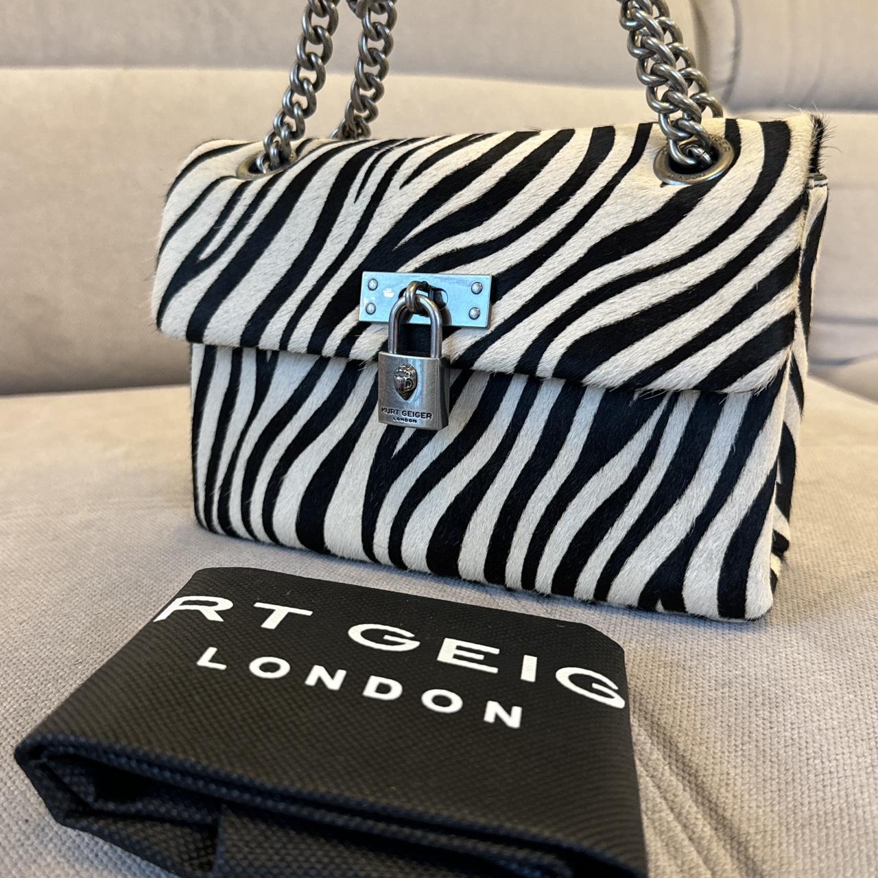 Kurt Geiger Cream Zebra Calfskin Bag