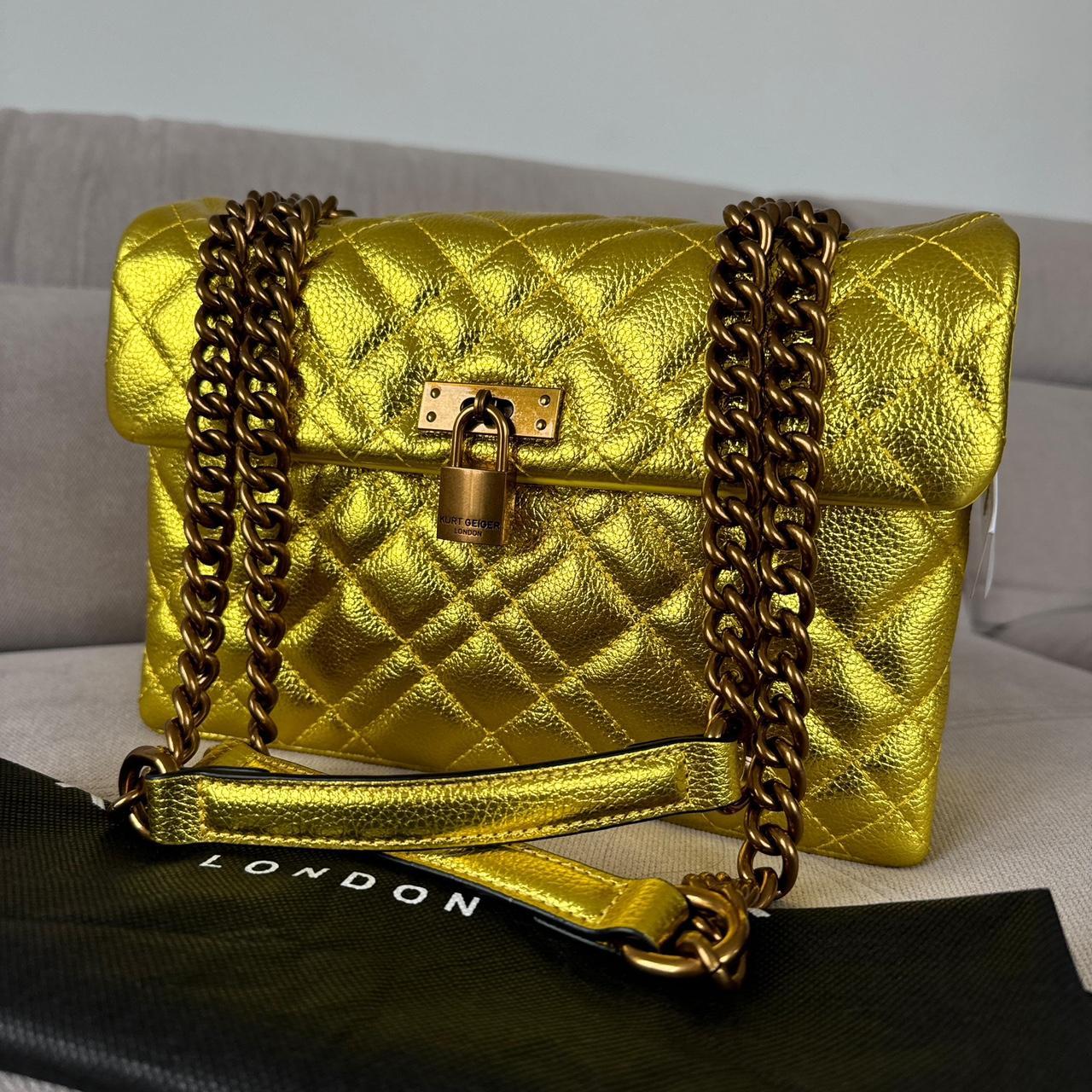 Kurt Geiger Medium Brixton Gold Yellow Bag RRP £269