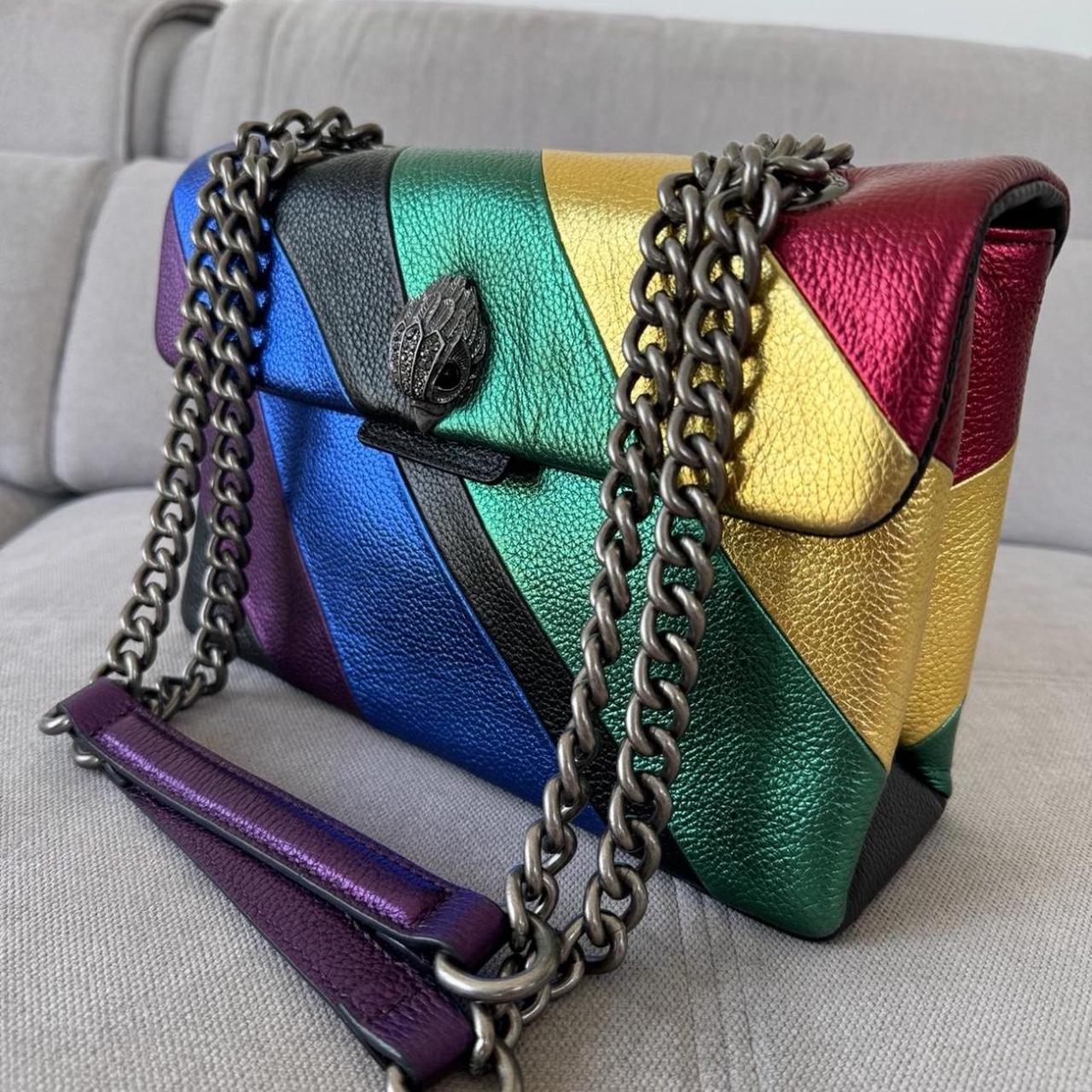 Kurt Geiger Multi-coloured Rainbow leather crossbody bag with chain strap RRP £289