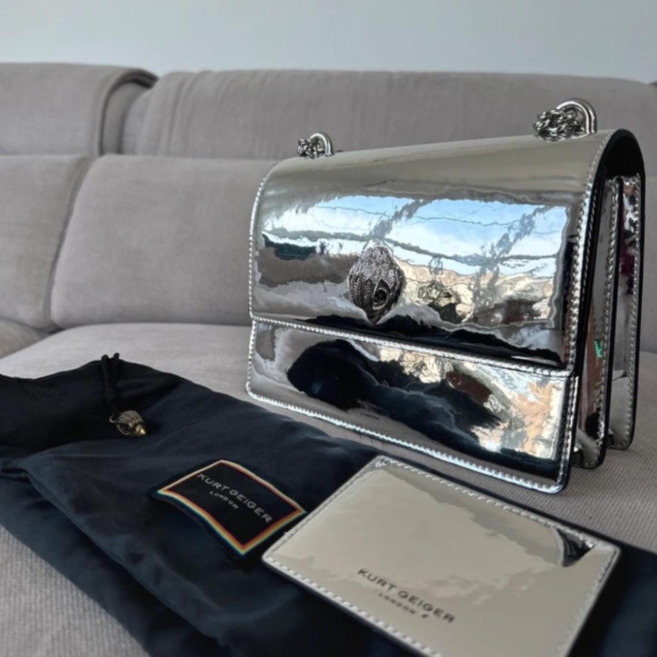 Kurt Geiger London Shoreditch Crossbody Bag NWT Silver Metallic Mirror