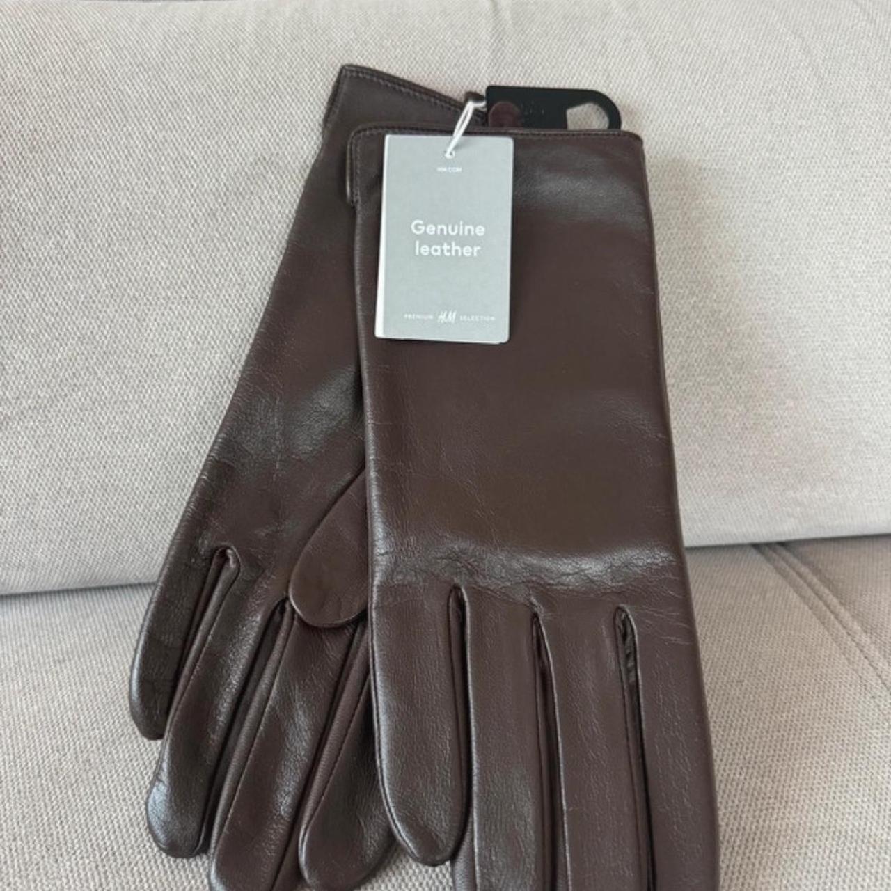 H&M Genuine Leather Brown Chocolate Gloves L