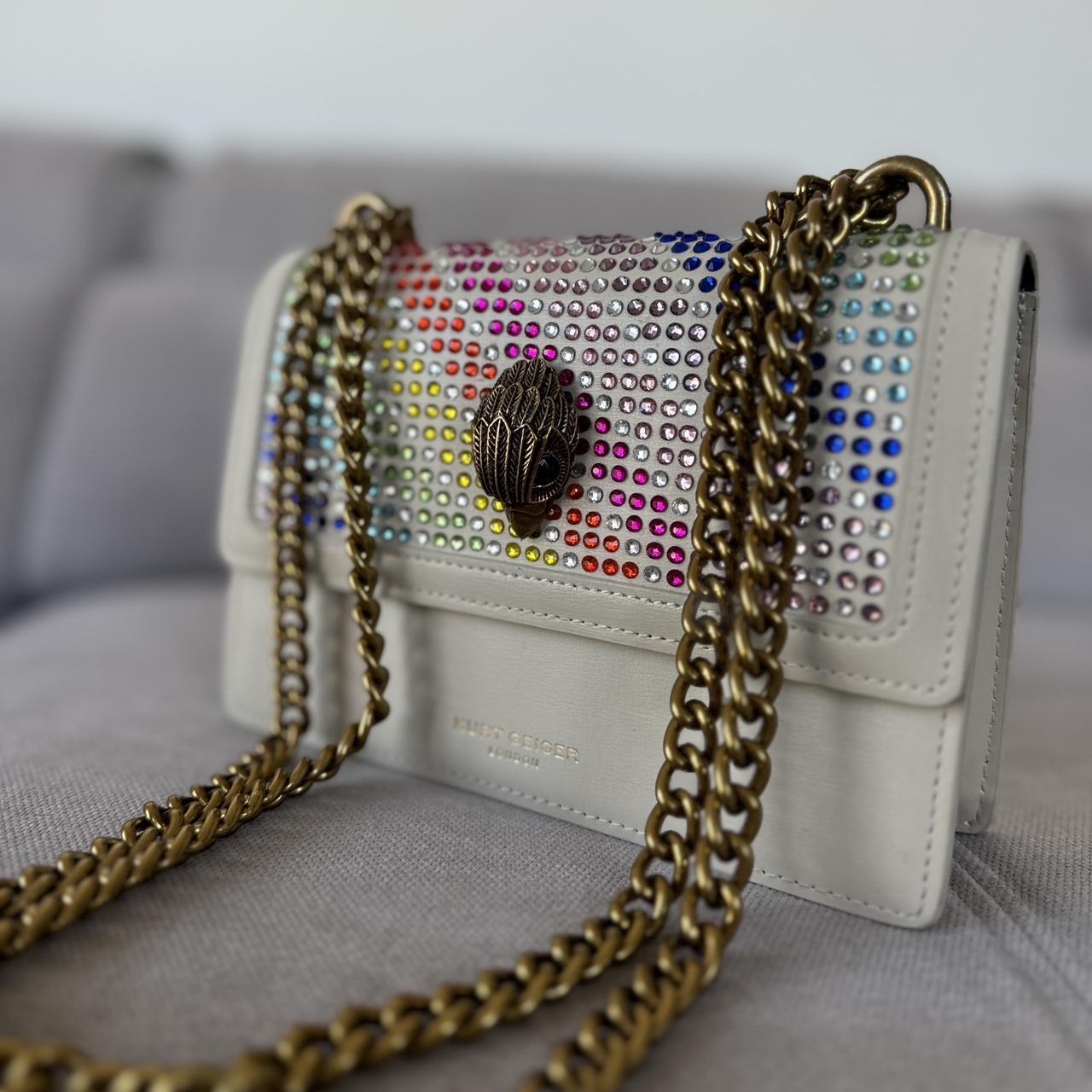 Kurt Geiger Shoreditch Cream Multi Rainbow Crystal Bag RRP £249