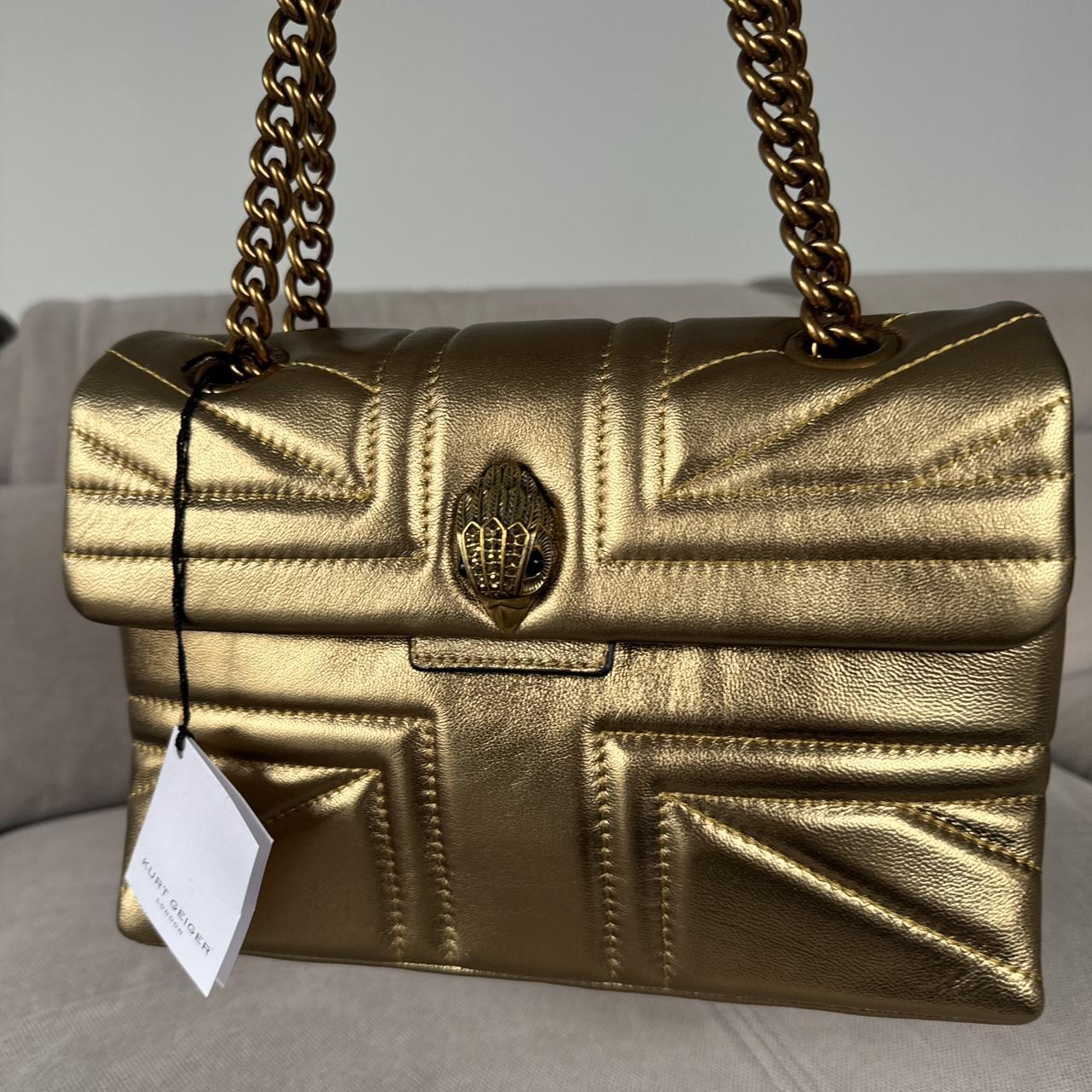 Kurt Geiger Medium Gold Union Jack Bag Brand New RRP £289