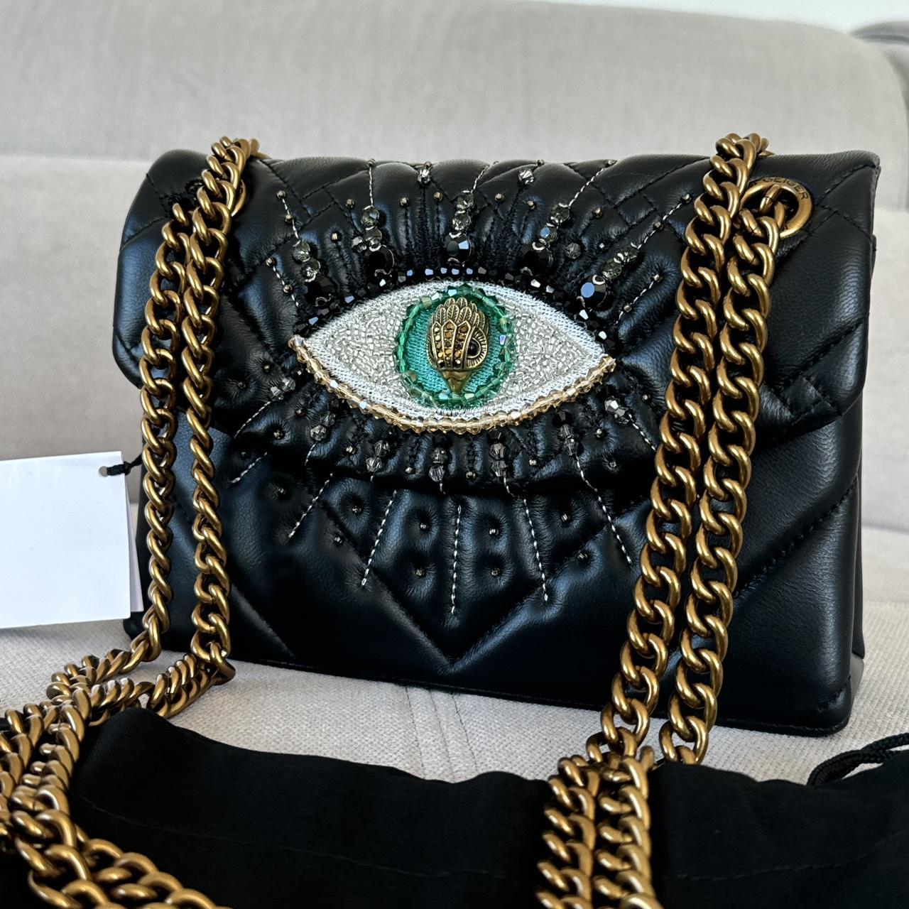 Kurt Geiger Kensington Black Leather Green Eye Bag