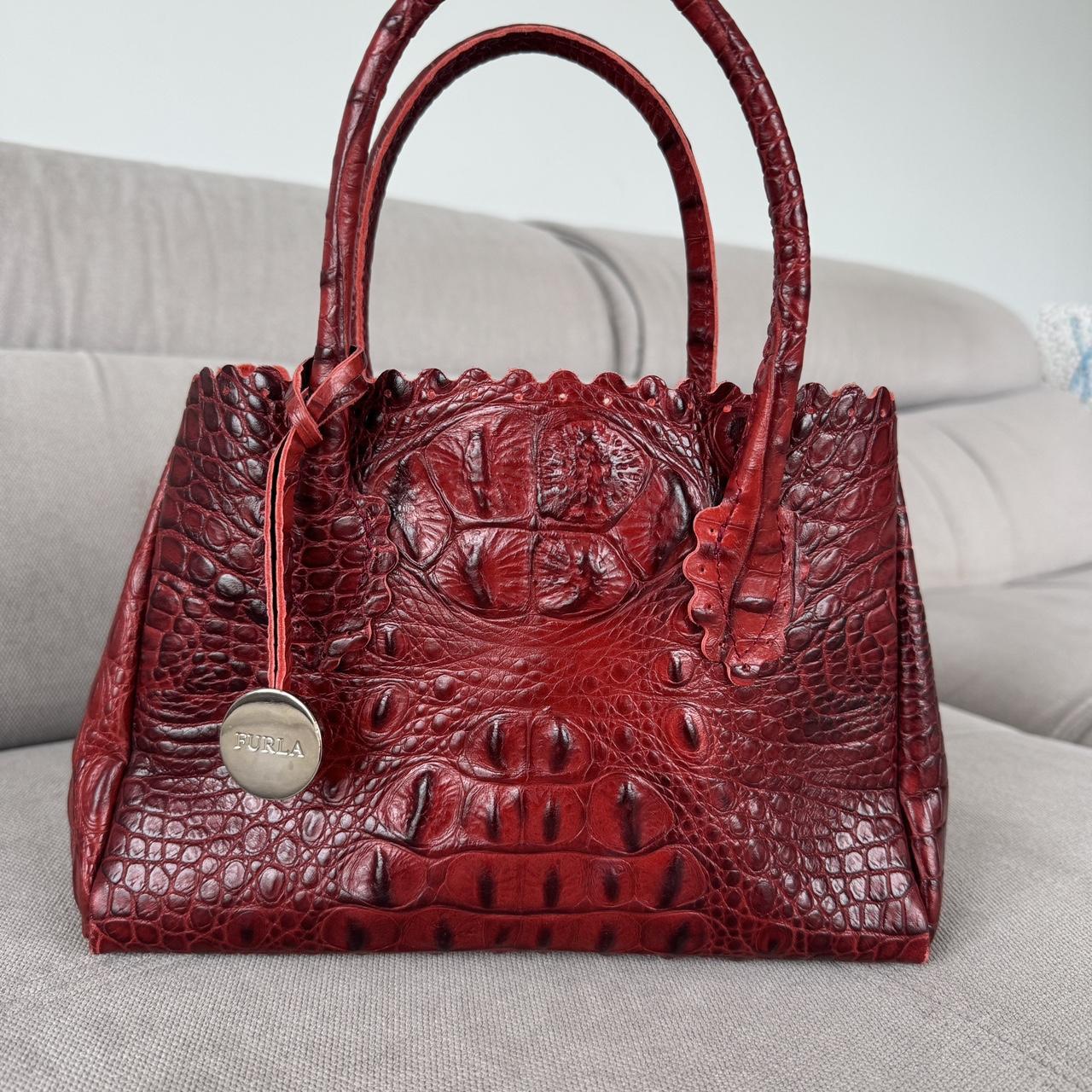 Vintage Furla Red Croc Alligator Bag