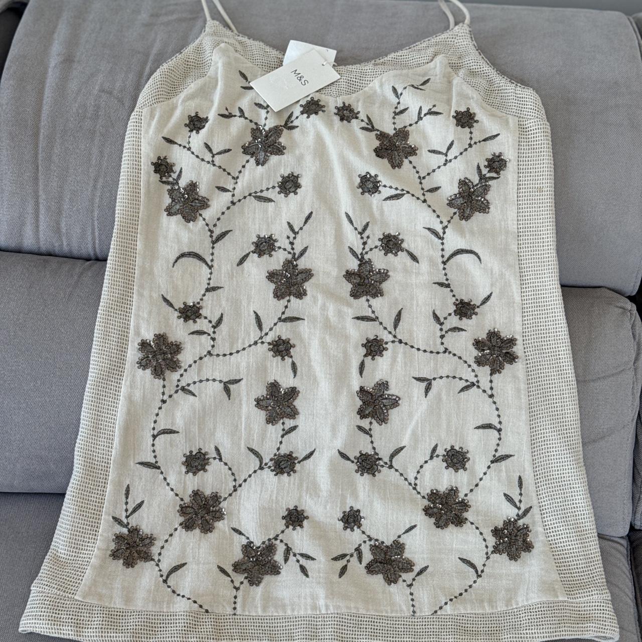 Mark& Spencer Pure Cotton Embellished V-Neck Mini Cami Dress