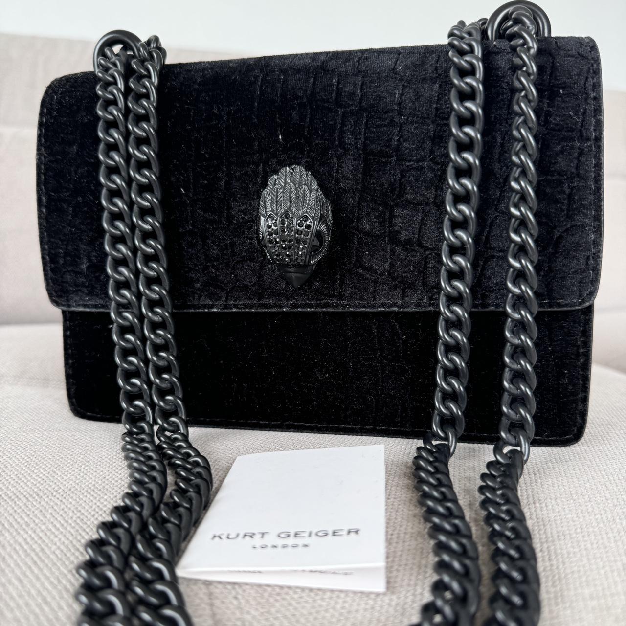 Kurt Geiger Shoreditch Black Silver Bag Velvet Leather RRP £249